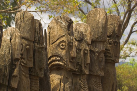 ETHIOPIA, South, Konso - Waga (Wakka, "Famous carved wooden effergies of Chiefs and Warriors, which