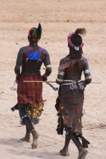 ETHIOPIA, Lower Omo Valley, Turmi, "Hamer Jumping of the Bulls initiation ceremony, Women sing and