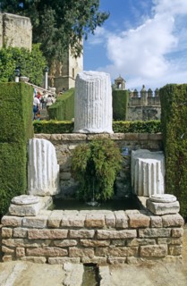 SPAIN, Andalucia, Cordoba, "Fortress of the Christian Kings, Fountain in the gardens of Alcazar de