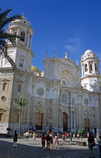 SPAIN, Andalucia, Cadiz, "Plaza de la Catedral, Cadiz Cathedral."