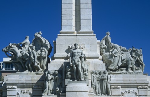 SPAIN, Andalucia, Cadiz, "Cadiz Parliament, Plaza de Espana, Monument dedicated to Cortes of Cadiz