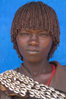 ETHIOPIA, Lower Omo Valley, "Key Afir,", Banna woman at weekly market