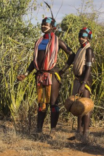 ETHIOPIA, Lower Omo Valley, Tumi, "Hamer Jumping of the Bulls initiation ceremony, Girls watching