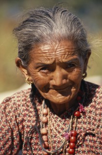 NEPAL, East, Kharang, Portrait of elderly woman in Kharang Village near the Arun River Valley