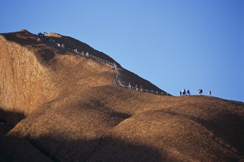 AUSTRALIA, Northern Territory, Uluru, "Kata Tjuta National Park, Mount Uluru, People climbing