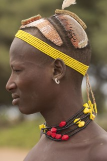 ETHIOPIA, Lower Omo Valley, Village near Omorate, Dassanech people