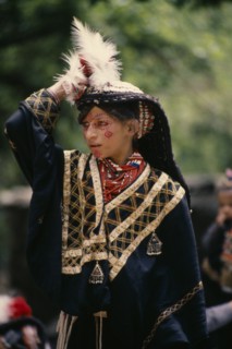 PAKISTAN, North West Frontier, Bumburet, Young Kalash girl wearing traditional dress at the