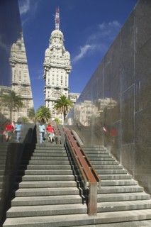 URUGUAY, Montevideo, Steps rising up from Jose G Artigas' mausoleum in Plaza Independencia with