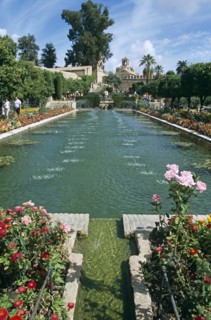 SPAIN, Andalucia, Cordoba, "Fortress of the Christian Kings, Pond in the gardens of Alcazar de los