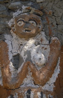 NEPAL, Annapurna Region, Kagbeni, Circuit Trek. Female animistic protector deity in Kagbeni village