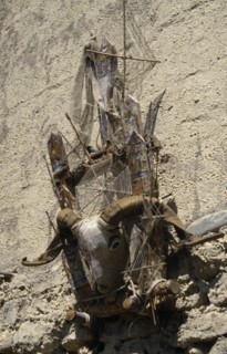 NEPAL, Annapurna Region, Lubra, Circuit Trek. m-do ( animistic devil trap ) hanging above the door