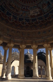 INDIA, Rajasthan, Ramgarh, The painted dome of the Ram Gopal Poddar Chhatri         (Cenotaph )