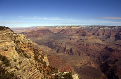 USA, Arizona, Grand Canyon, View over the deep gulleys exposed as the Colorado River and its
