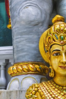 INDIA, Mahararastra, Mumbai, Detail of Gate Keeper and elephant statues in the Jain Temple.