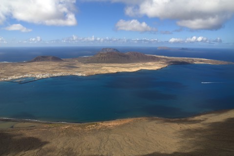 SPAIN, Canary  Islands, Lanzarote, "Mirador del Rio viewpoint, 497 metres or 1630 feet above sea