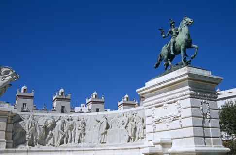 SPAIN, Andalucia, Cadiz, "Plaza de Espana, Cadiz Parliament, Monument dedicated to Cortes of Cadiz