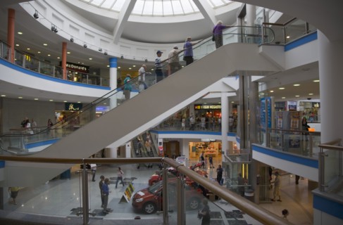 ENGLAND, East Sussex, Brighton, "Interior of Churchill Square shopping centre mall, showing