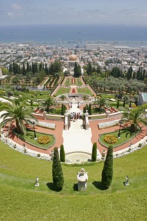 ISRAEL, Northern Coast, Haifa, "Zionism Avenue.  View of Baha'i Shrine and Gardens built as a