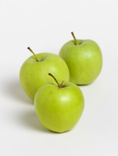 FOOD, Citrus, Fruit, Three green apples.