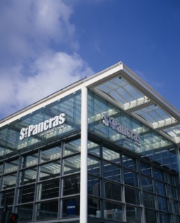 ENGLAND, London, St Pancras , St Pancras International exterior showing new security sealed