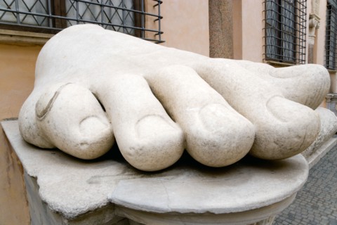ITALY, Lazio, Rome, Palazzo Dei Conservatore courtyard part of the Capitoline Museums with giant