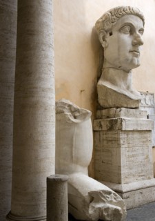 ITALY, Lazio, Rome, Palazzo Dei Conservatore courtyard part of the Capitoline Museums with a giant