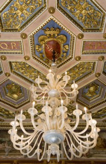 ITALY, Lazio, Rome, Capitoline Museum Palazzo Dei Conservatore chandelier hanging from the ceiling