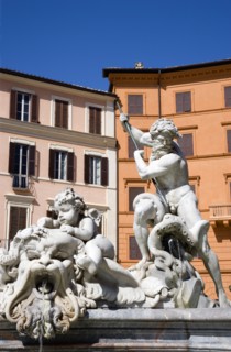 ITALY, Lazio, Rome, Piazza Navona The Fontana di Nettuno or Fountain of Neptune with the central