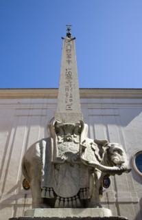 ITALY, Lazio, Rome, Bernini marble elephant in the Obelisk of Santa Maria sopra Minerva in the
