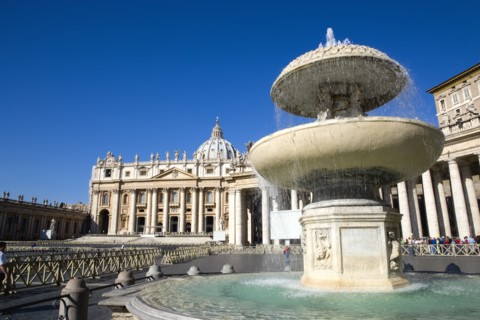 ITALY, Lazio, Rome, Vatican City The Basilica of St Peter and the square or Piazza San Pietro with