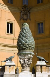 ITALY, Lazio, Rome, Vatican City Museums The Cortille della Pigna a huge bronze pine cone from a