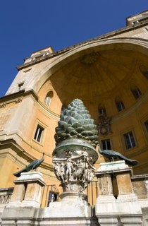 ITALY, Lazio, Rome, Vatican City Museums The Cortille della Pigna a huge bronze pine cone from a