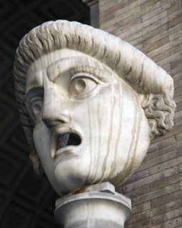 ITALY, Lazio, Rome, Vatican City Museums A carved face with gaping open mouth in the Octagonal