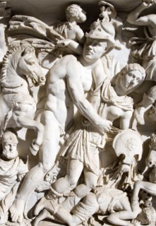 ITALY, Lazio, Rome, Vatican City Museums Detail of a marble sarcophagus in the Octagonal Courtyard