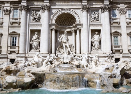 ITALY, Lazio, Rome, The Trevi Fountain in Piazza di Trevi designed by Nicola Salvi with the central