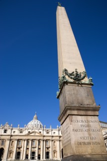 ITALY, Lazio, Rome, Vatican City The facade of the Basilica of Saint Peter with the obelisk in the