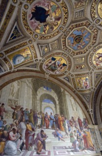 ITALY, Lazio, Rome, Vatican City Museum Room of The Signatura 16th Century fresco by Raphael called