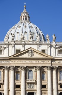 ITALY, Lazio, Rome, Vatican City The central facade and Dome of the Basilica of Saint Peter