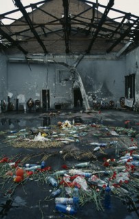 RUSSIA, South, Beslan, "Tributes left in school destroyed during 2004 siege by Chechen rebels