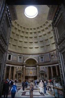 ITALY, Lazio, Rome, The interior of the Pantheon showing the oculus central opening and the