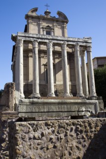 ITALY, Lazio, Rome, The Baroque facade of the church of San Lorenzo in Miranda built on the Temple