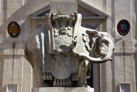ITALY, Lazio, Rome, The marble Elephant of the Obelisk of Santa Maria sopra Minerva by Bernini