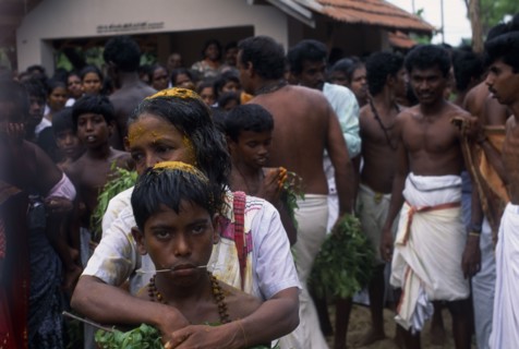 SRI LANKA, Religion, Hinduism, "Punnaccolai Festival. Tamil Oracle named Sothimalar with her arms