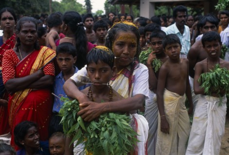 SRI LANKA, Religion, Hinduism, "Punnaccolai Festival. Tamil Oracle named Sothimalar with her arms