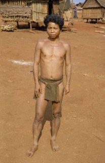 VIETNAM, Central Highlands, Pleimurong village, Vietnam War. Montagnard tribesman in traditional