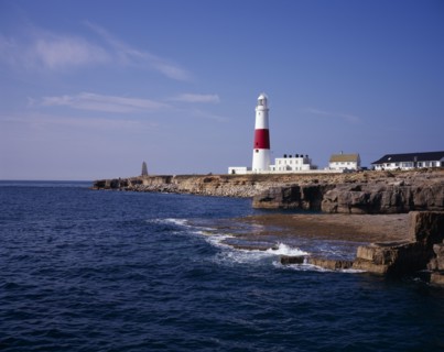 ENGLAND, Dorset, Portland, Portland Bill Lighthouse viewed from the north east.