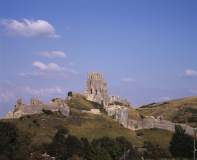 ENGLAND, Dorset, Corfe, The ruin of Corfe Castle viewed from The Rings