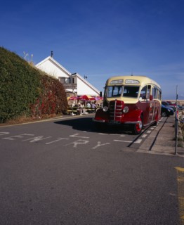 UNITED KINGDOM, Channel Islands, Jersey, A 1950’s Bedford Bus used to carry visitors around the