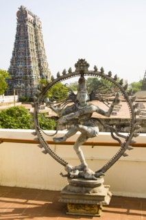 INDIA, Tamil Nadu, Madurai, "Nataraja, dancing posture of Hindu God Shiva and a gopuram, Meenakshi