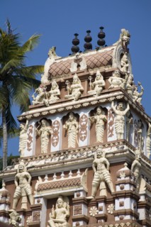 INDIA, Kerala, Ambalathara, "Carved figures on a gopuram, Ujaini Maha Kali Temple, "
